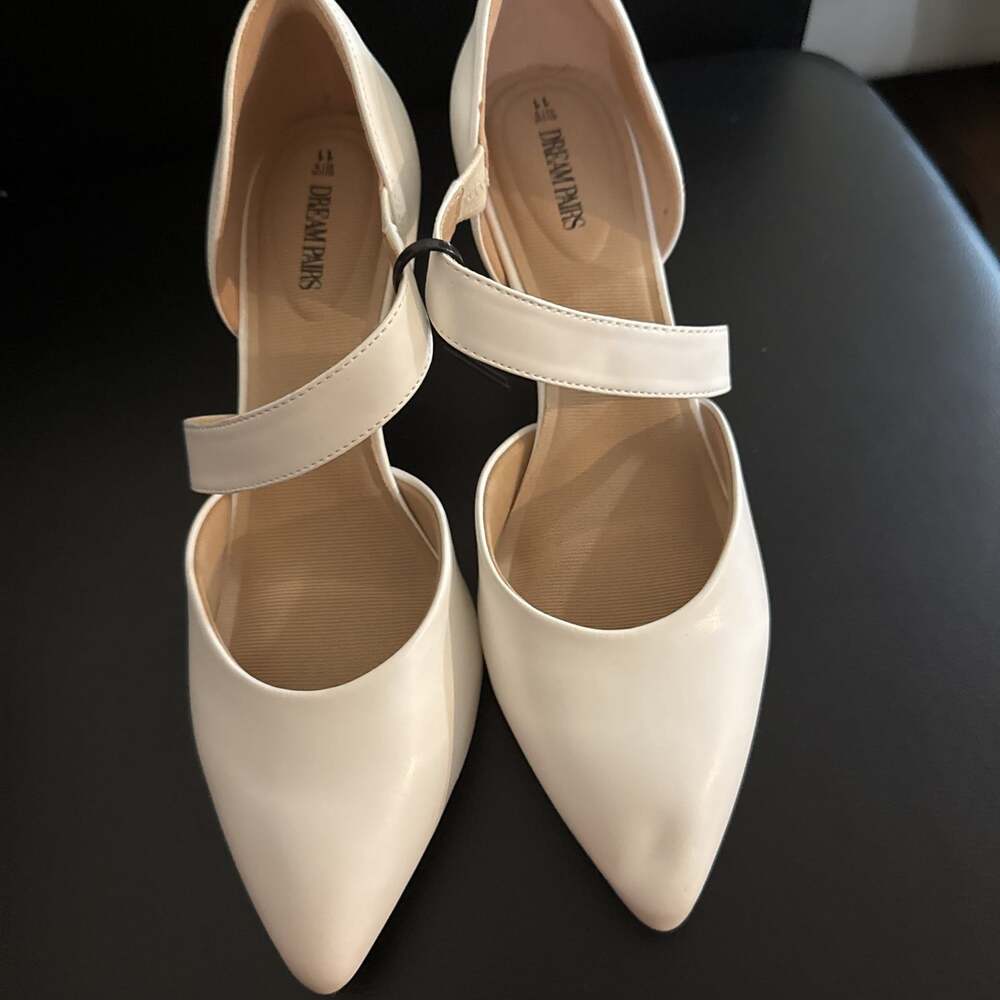 Dream Pairs Women's White Pointed Toe D'Orsay Pumps SDPU2350W